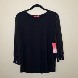 Love Scarlett | Black Blouse with Sheer Sleeves